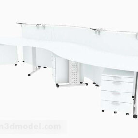 Bílý 3D model kancelářského stolu pro více osob