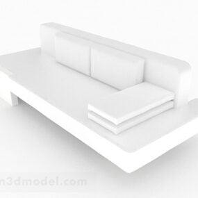 3д модель белого многоместного дивана-мебели