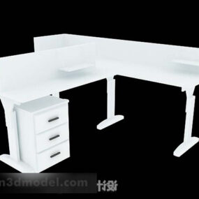 白色办公桌家具3d模型