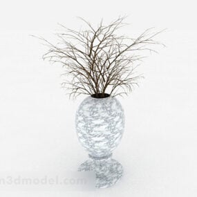 白い模様のセラミック花瓶3Dモデル