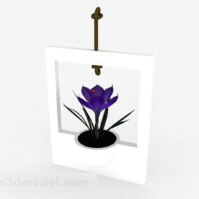 White Photo Frame Potted Decoration 3d model