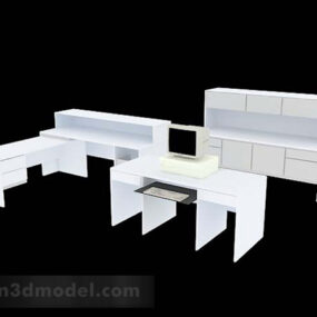 White Simple Desk Furniture 3d model