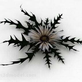 White Single Flower Dandelion Plant 3d model