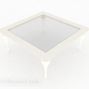 เฟอร์นิเจอร์โต๊ะกาแฟกระจกสี่เหลี่ยมสีขาวโมเดล 3 มิติ
