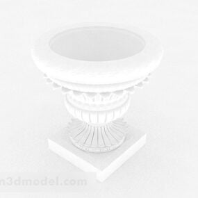 White Stone Flower Bowl 3d model