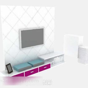 Λευκό έπιπλο ντουλαπιού τηλεόρασης τρισδιάστατο μοντέλο