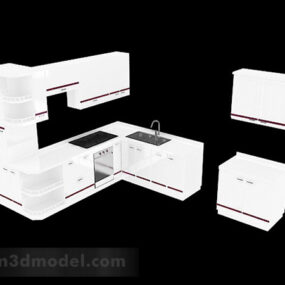 White Combination Kitchen Cabinet 3d model