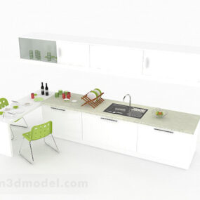 Hvit øvre og nedre kjøkken 3d-modell