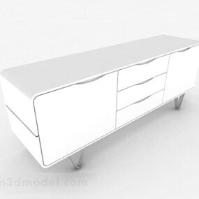 Biała drewniana szafka pod telewizor Model 3D