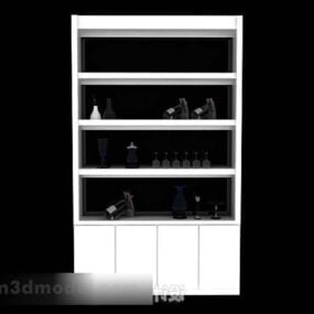 White Paint Wooden Display Cabinet 3d model