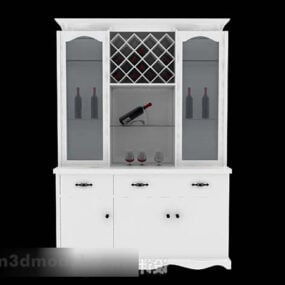 Beyaz Ahşap Ev Şarap Soğutucusu 3D model