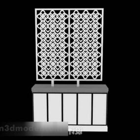 Dřevěná dělicí skříň v bílé barvě 3D model