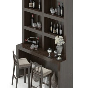 Wine Cabinet With Chair Table 3d model