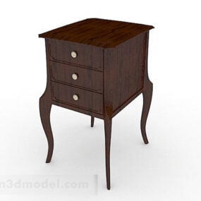 Classic Wooden Bedside Table 3d model