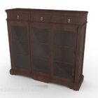 3д модель деревянного коричневого книжного шкафа