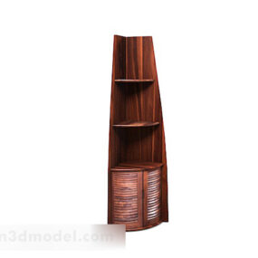 Wooden Brown Corner Cabinet 3d model