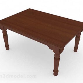 Mesa de comedor clásica de madera marrón modelo 3d