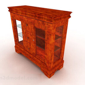 Wooden Brown Display Cabinet V1 3d model