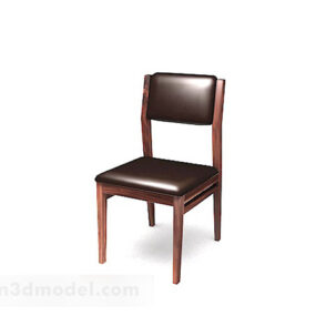 Wooden Brown Leather Home Chair 3d model