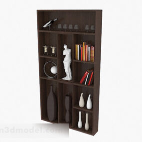 Wooden Brown Home Display Cabinet 3d model