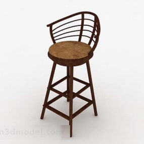 Wooden Brown Leisure High Chair 3d model