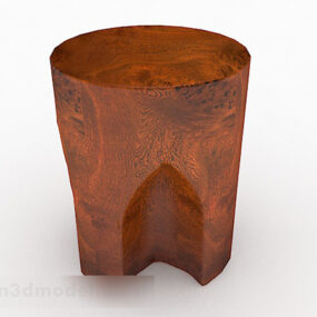 3D-Modell der braunen Design-Hockermöbel aus Holz