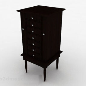 Modelo 3d de móveis de armário de madeira escura