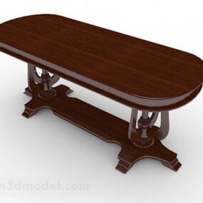 Wooden Oval Dining Table 3d model