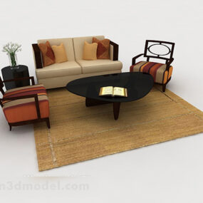Wooden Brown Personality Sofa 3d model