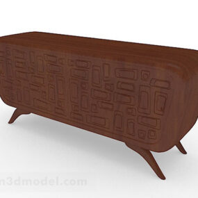3д модель деревянного коричневого индивидуального шкафа для телевизора