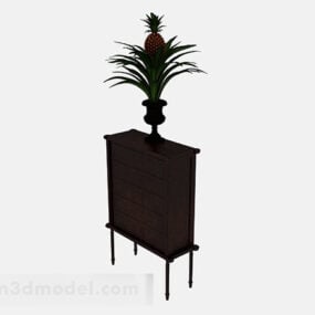 Armário de varanda de madeira marrom escuro modelo 3d