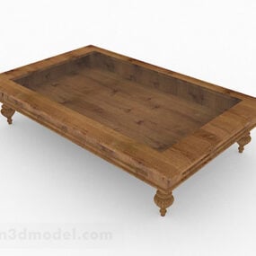 Wooden Brown Rectangular Coffee Table 3d model