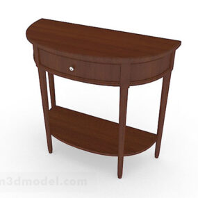 Wooden Brown Semi-circular Dressing Table 3d model