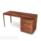 Drewniane brązowe proste biurko