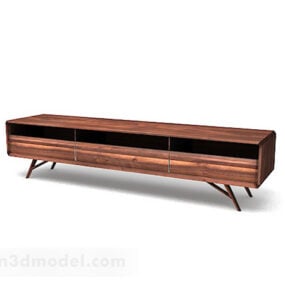 Modelo 3d de gabinete de TV simples marrom de madeira