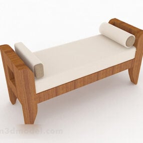 Wooden Brown Sofa Stool Design 3d model
