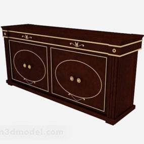 Drewniana brązowa szafka wejściowa w stylu vintage Model 3D