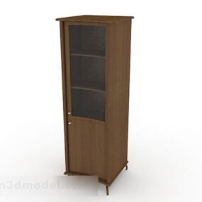 Modelo 3d de armário de vinho marrom de madeira