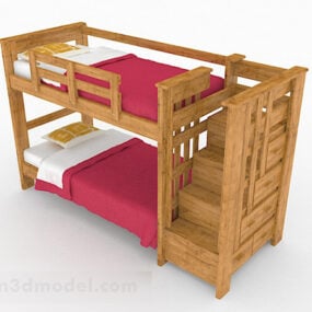 木製子供用ベッド二段ベッドデザイン3Dモデル