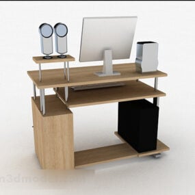 Conception de bureau d'ordinateur en bois modèle 3D