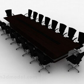 Houten vergadertafel en stoel ontwerp 3D-model