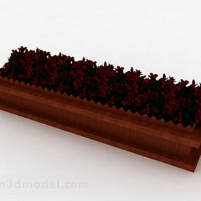 木制庭院盆3d模型