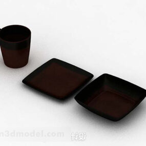 Wooden Cup Set 3d model
