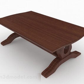 ריהוט שולחן אוכל בחום כהה מעץ דגם תלת מימד