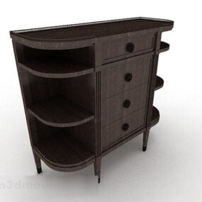 3д модель деревянного входного шкафа темно-коричневого цвета