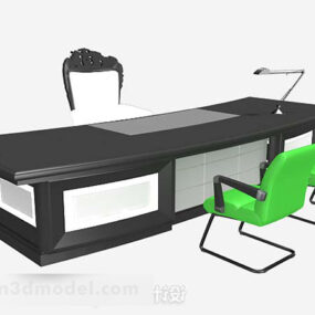 Wooden Desk And Chair 3d model