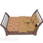 Muebles de madera cama doble marrón