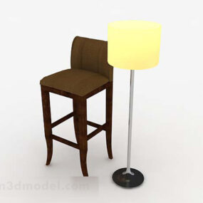Wooden High Chair With Lamp 3d model