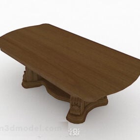 שולחן אוכל ביתי מעץ דגם תלת מימד