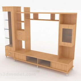 Diseño de mueble de TV para el hogar de madera modelo 3d